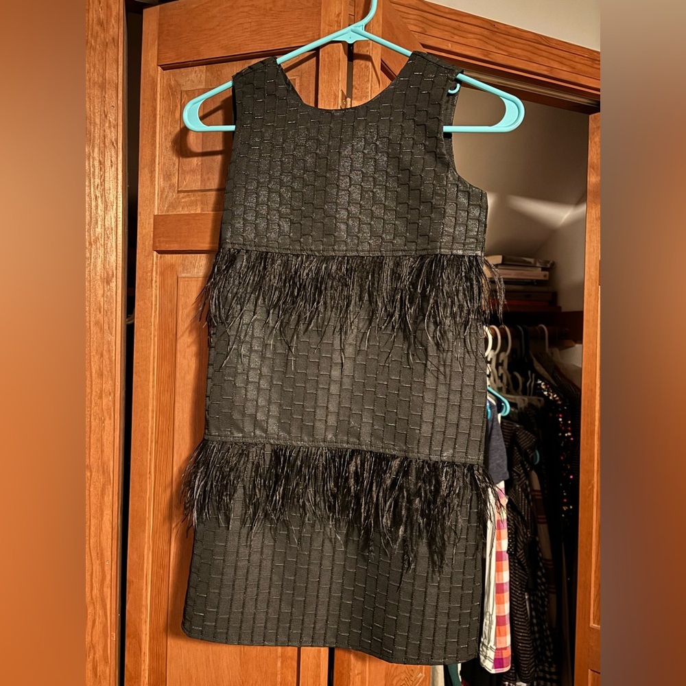 Girls Fun Black Sleeveless Dress with Fringe